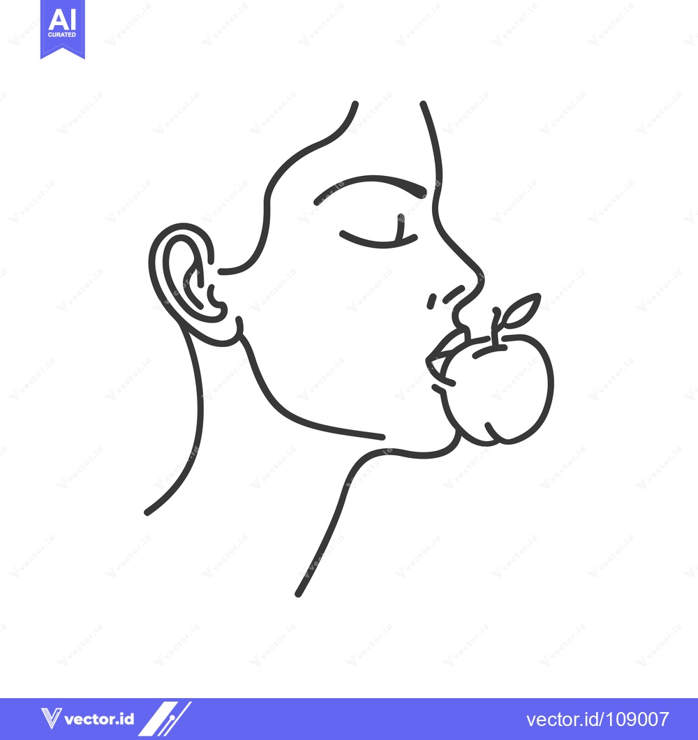 Premium Vector of Woman's Profile with an Apple in Her Mouth