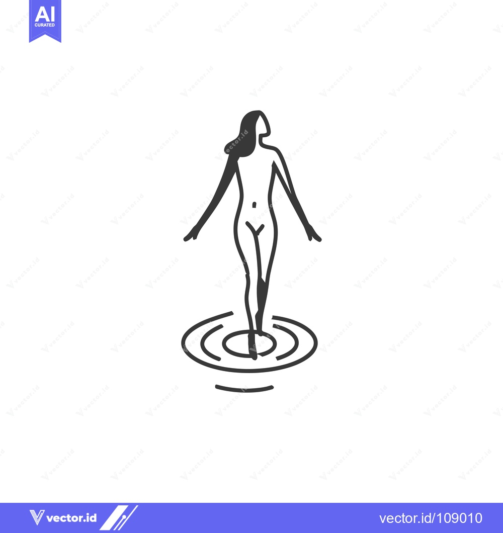 Premium Vector of Woman Standing in a Circle of Water