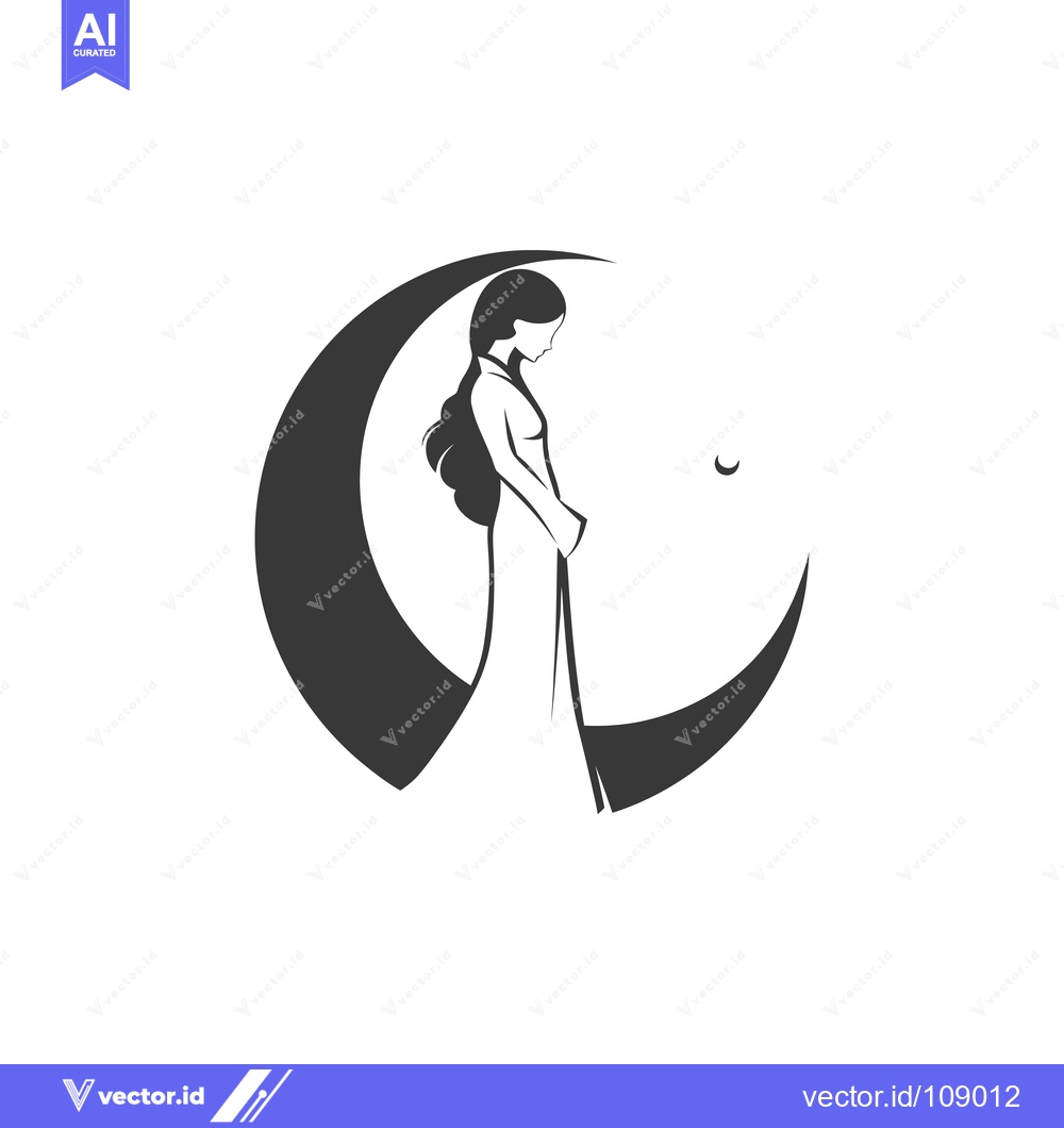 Premium Vector dari Woman Standing Inside a Crescent Moon