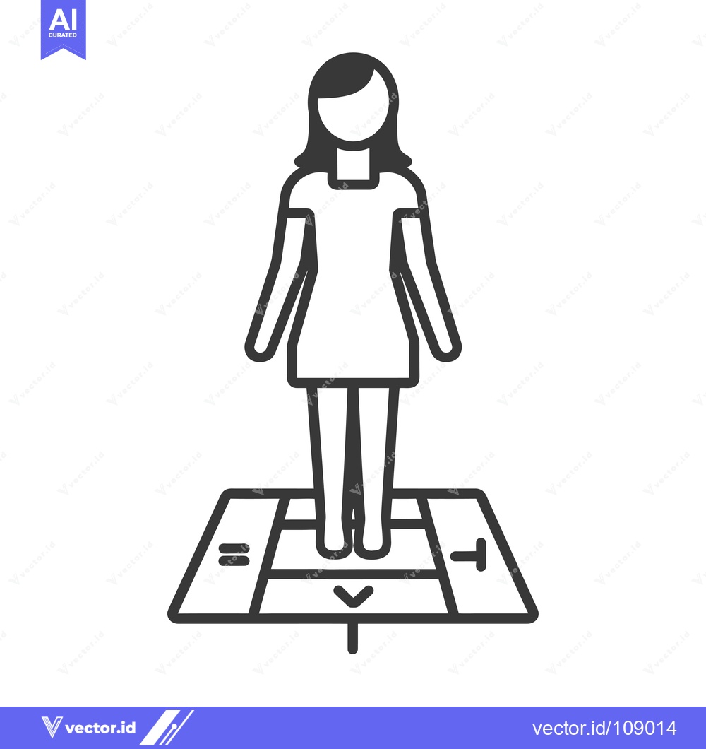 Premium Vector of Woman Standing on a Dance Pad with Arrows