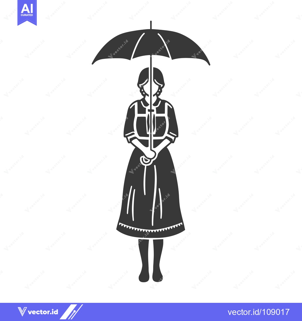 Premium Vector of Woman Standing Under an Umbrella