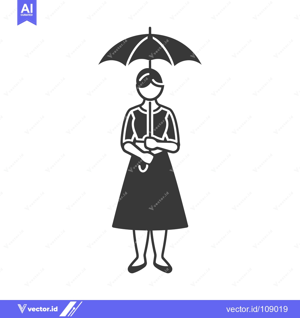 Premium Vector dari Woman Standing Under Umbrella Silhouette