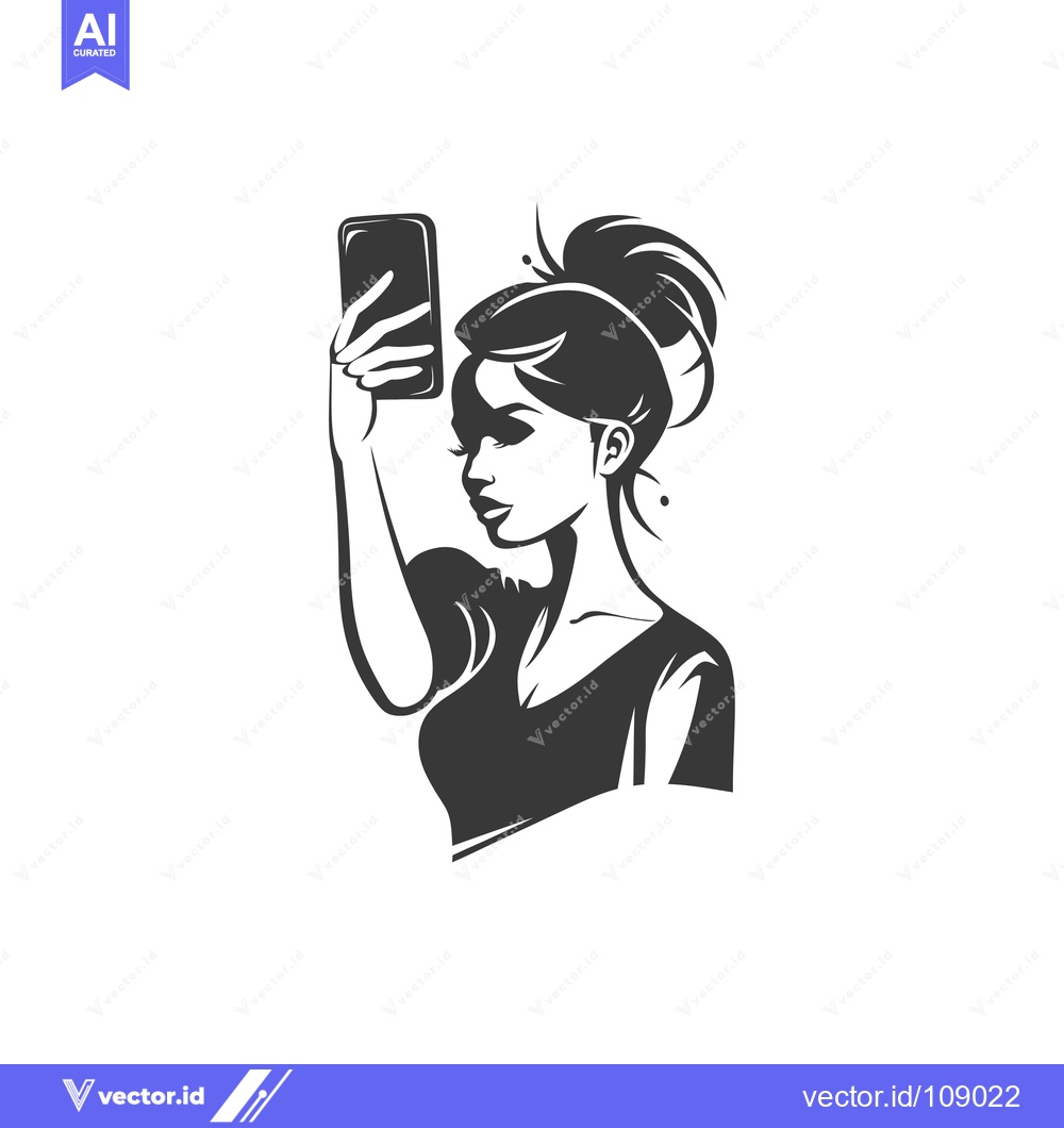 Premium Vector dari Woman Taking a Selfie with a Smartphone