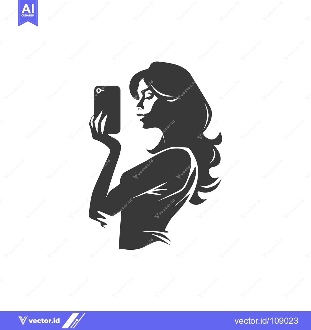 Premium Vector of Woman taking a selfie with a smartphone