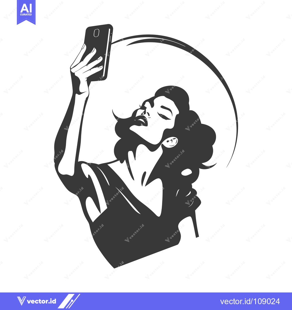 Premium Vector of Woman Taking a Selfie with a Smartphone