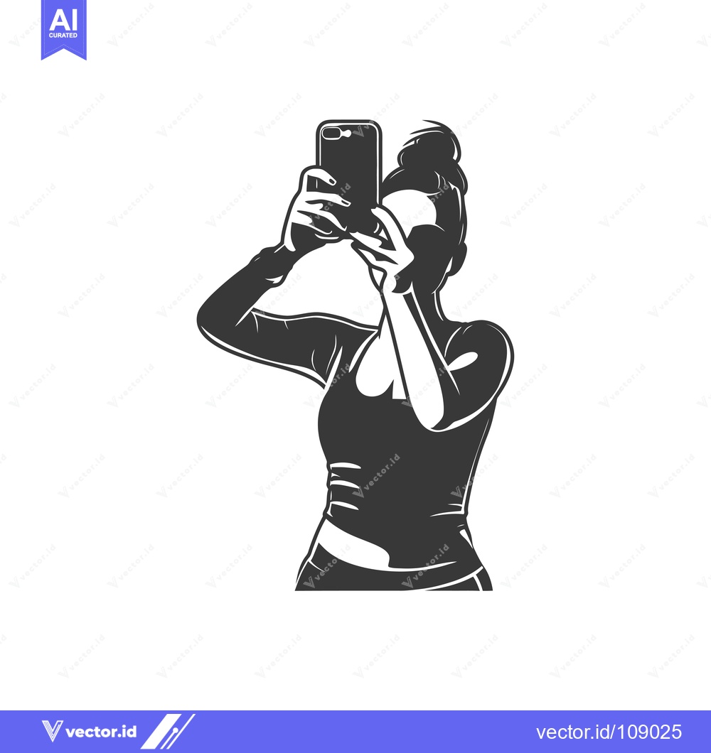 Premium Vector of Woman taking a selfie with a smartphone