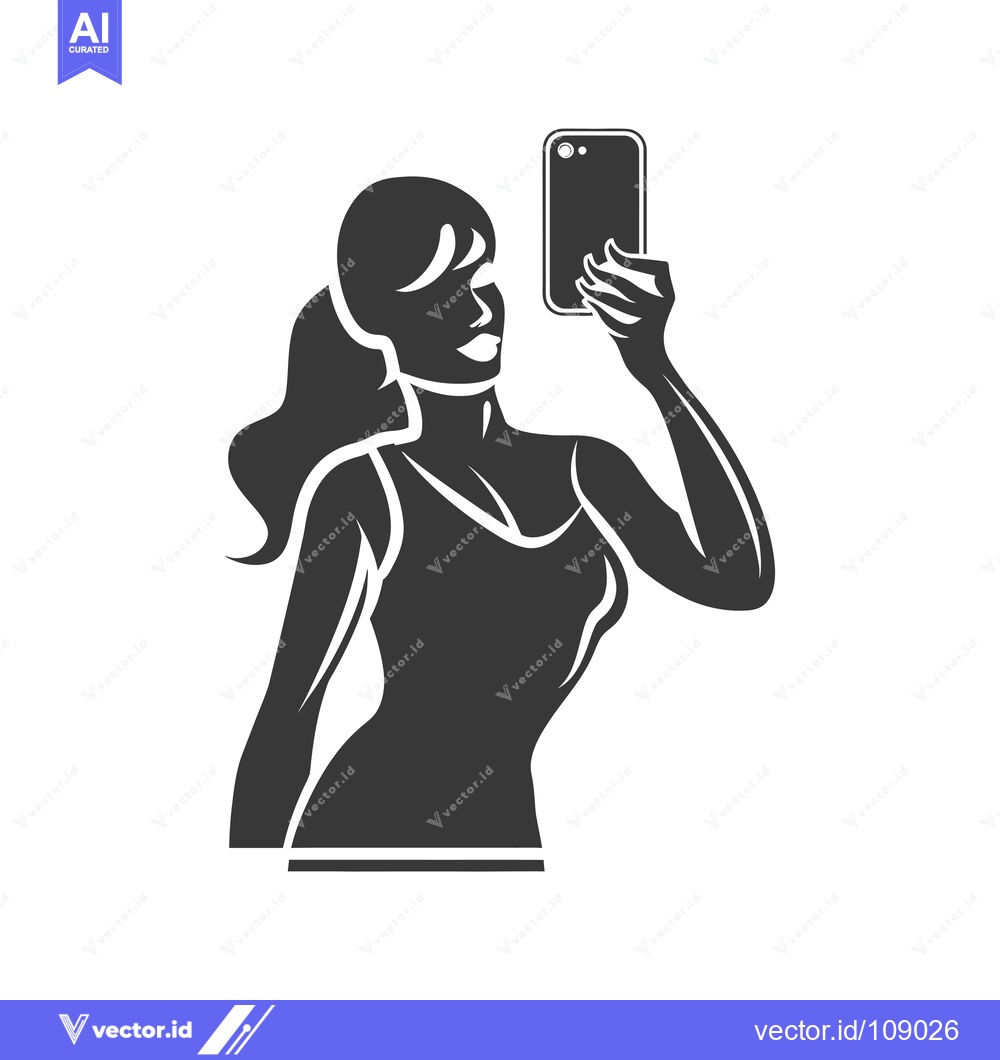 Premium Vector of Woman Taking a Selfie with a Smartphone
