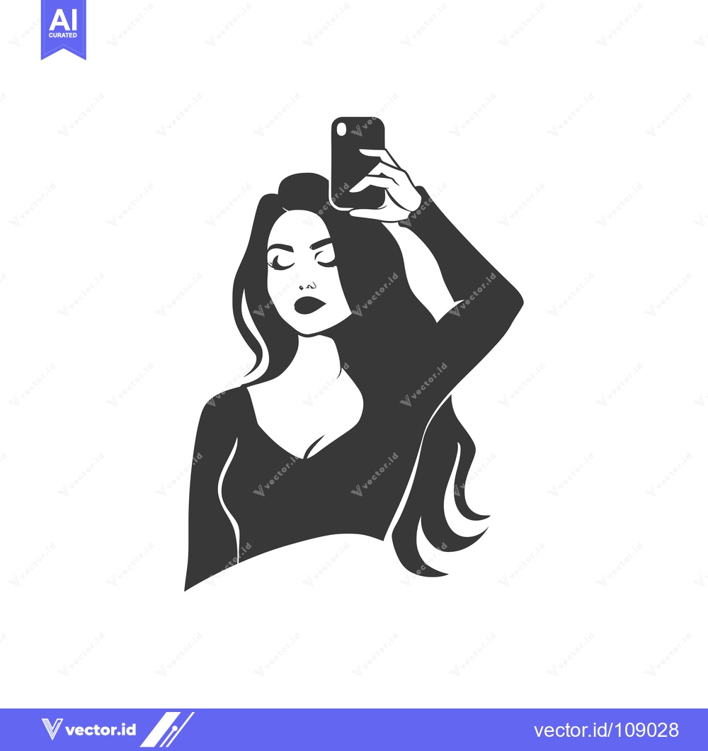 Premium Vector of Woman Taking a Selfie with a Smartphone