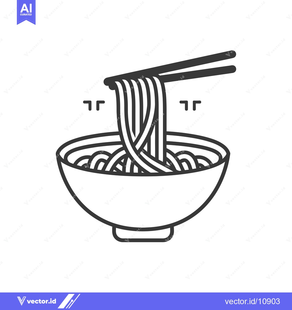 Premium Vector dari A bowl of noodles with chopsticks and steam rising from the top