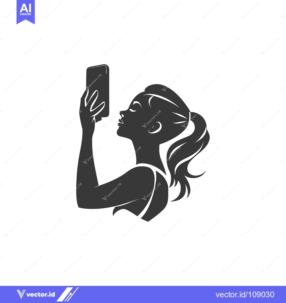 Premium Vector dari Woman Taking Selfie With Smartphone In Silhouette