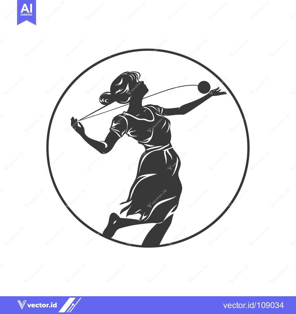 Premium Vector of Woman Throwing a Ball in a Circular Frame