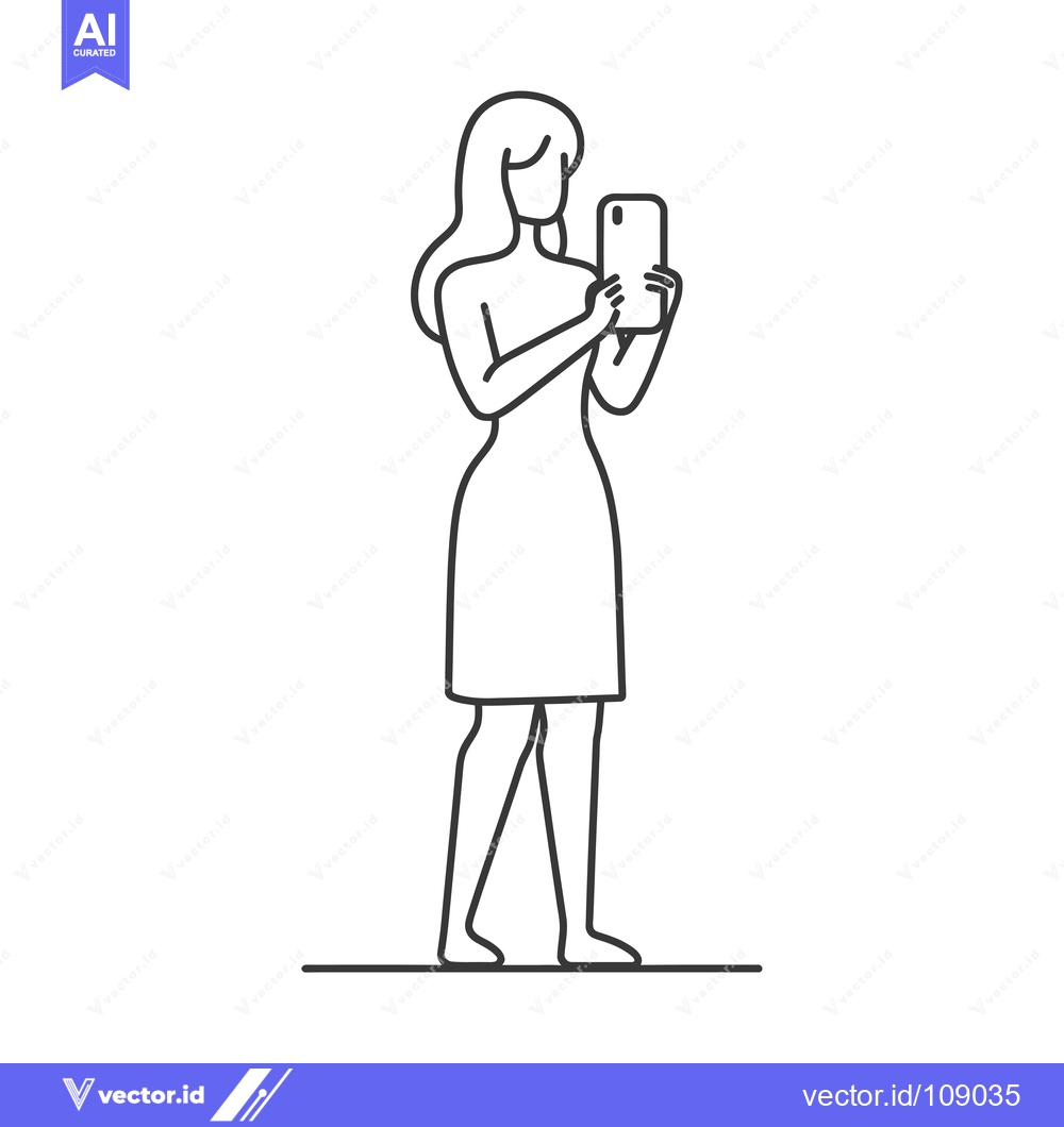 Premium Vector of Woman Using Smartphone for Selfie or Video Chat