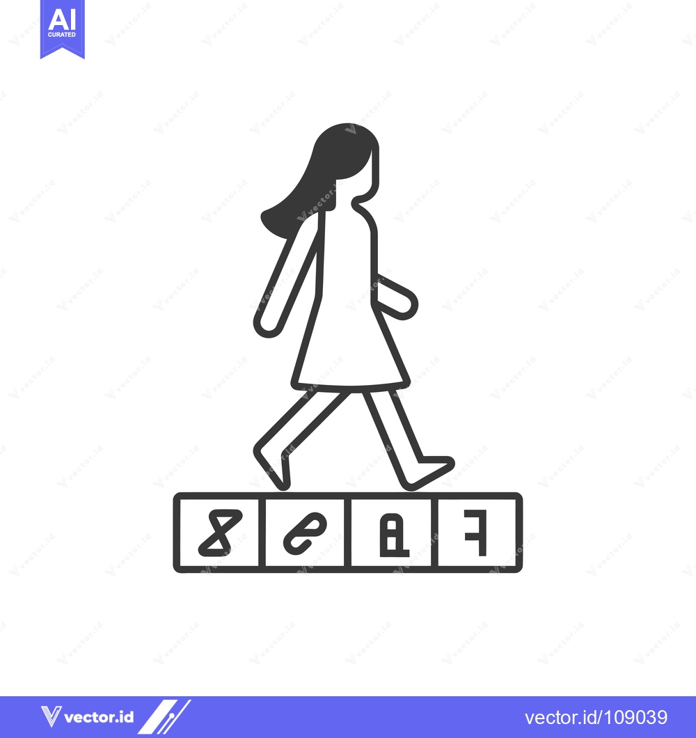 Premium Vector of Woman Walking on a Platform with Symbols