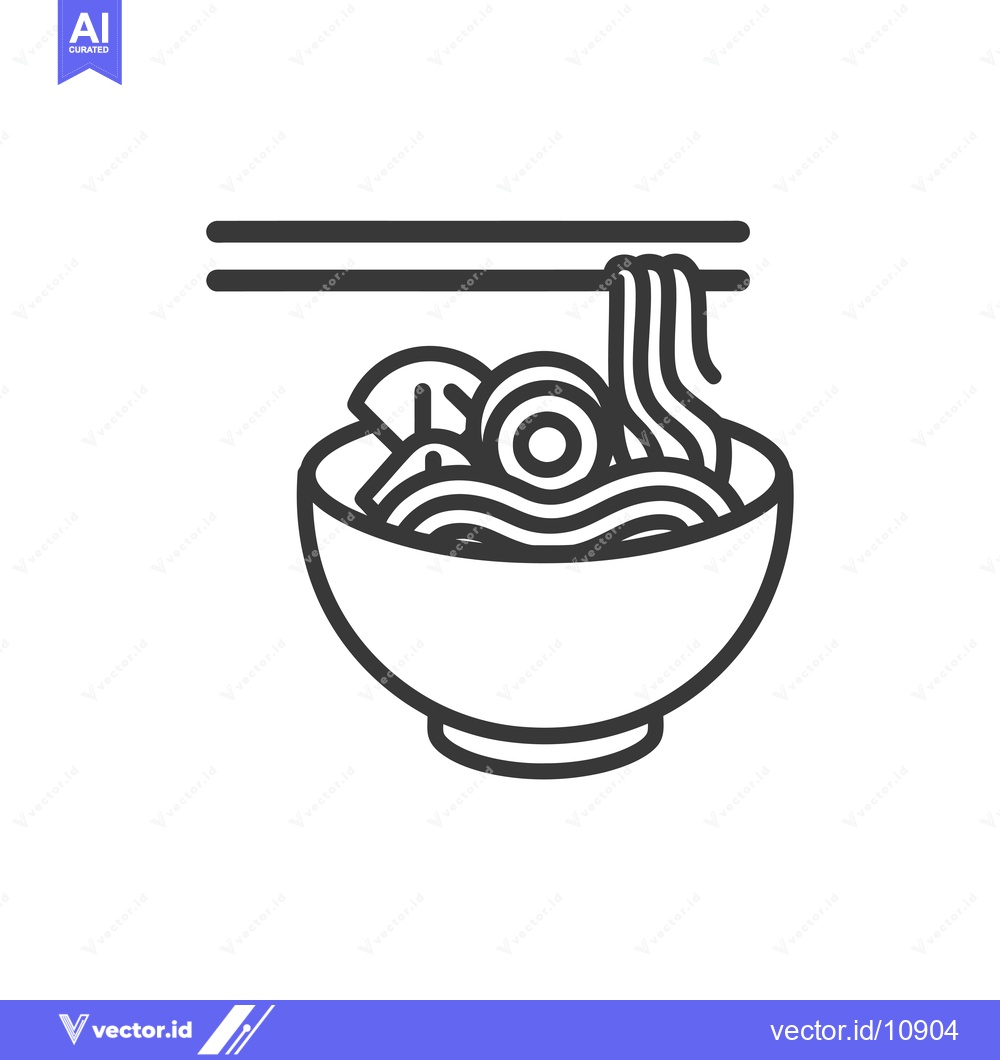 Premium Vector of A Bowl of Noodles with Chopsticks and Toppings