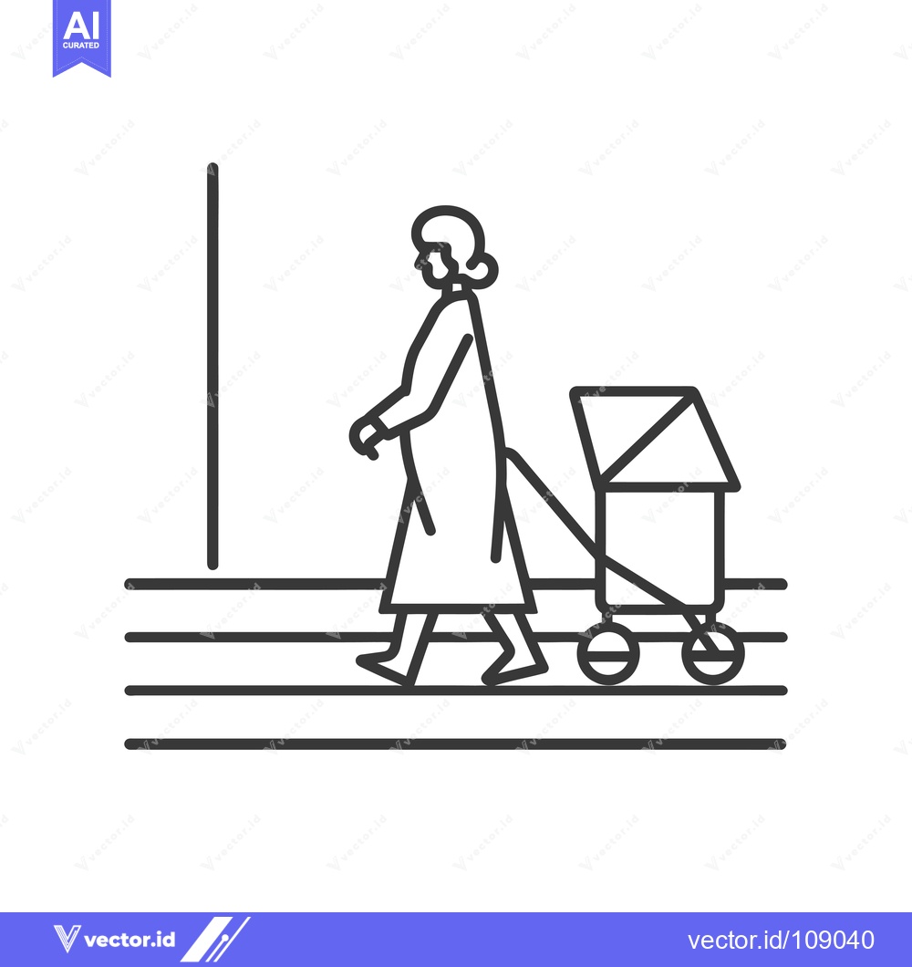 Premium Vector of Woman Walking with a Baby Carriage
