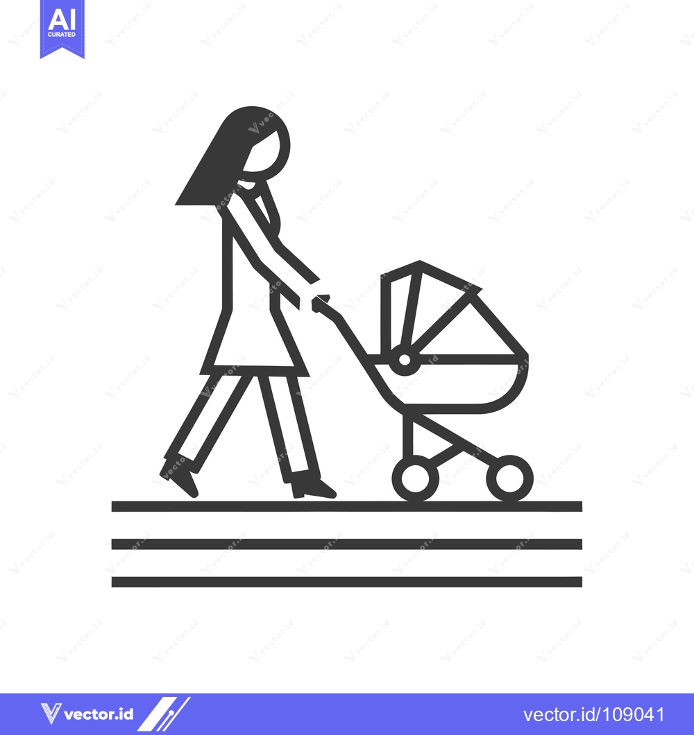 Premium Vector dari Woman Walking with a Baby Stroller