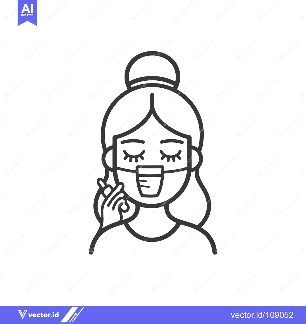 Premium Vector dari Woman Wearing a Face Mask and Holding a Straw
