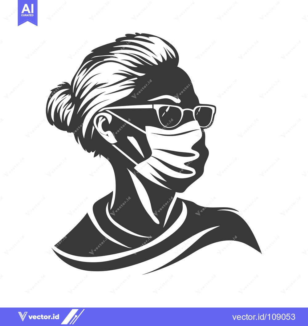 Premium Vector dari Woman Wearing a Face Mask and Sunglasses