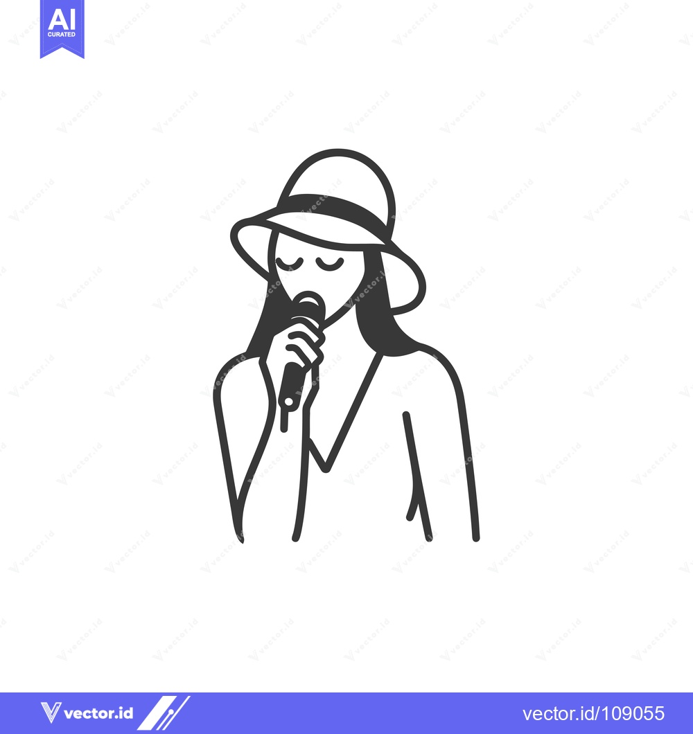 Premium Vector dari Woman wearing a hat singing into a microphone