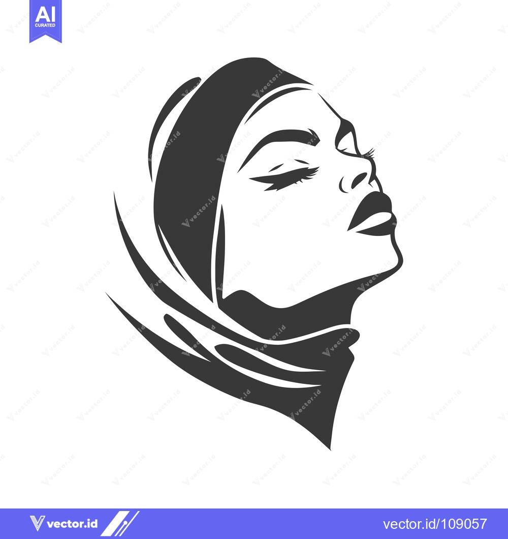 Premium Vector dari Woman Wearing a Headscarf with Closed Eyes and Lips Pursed