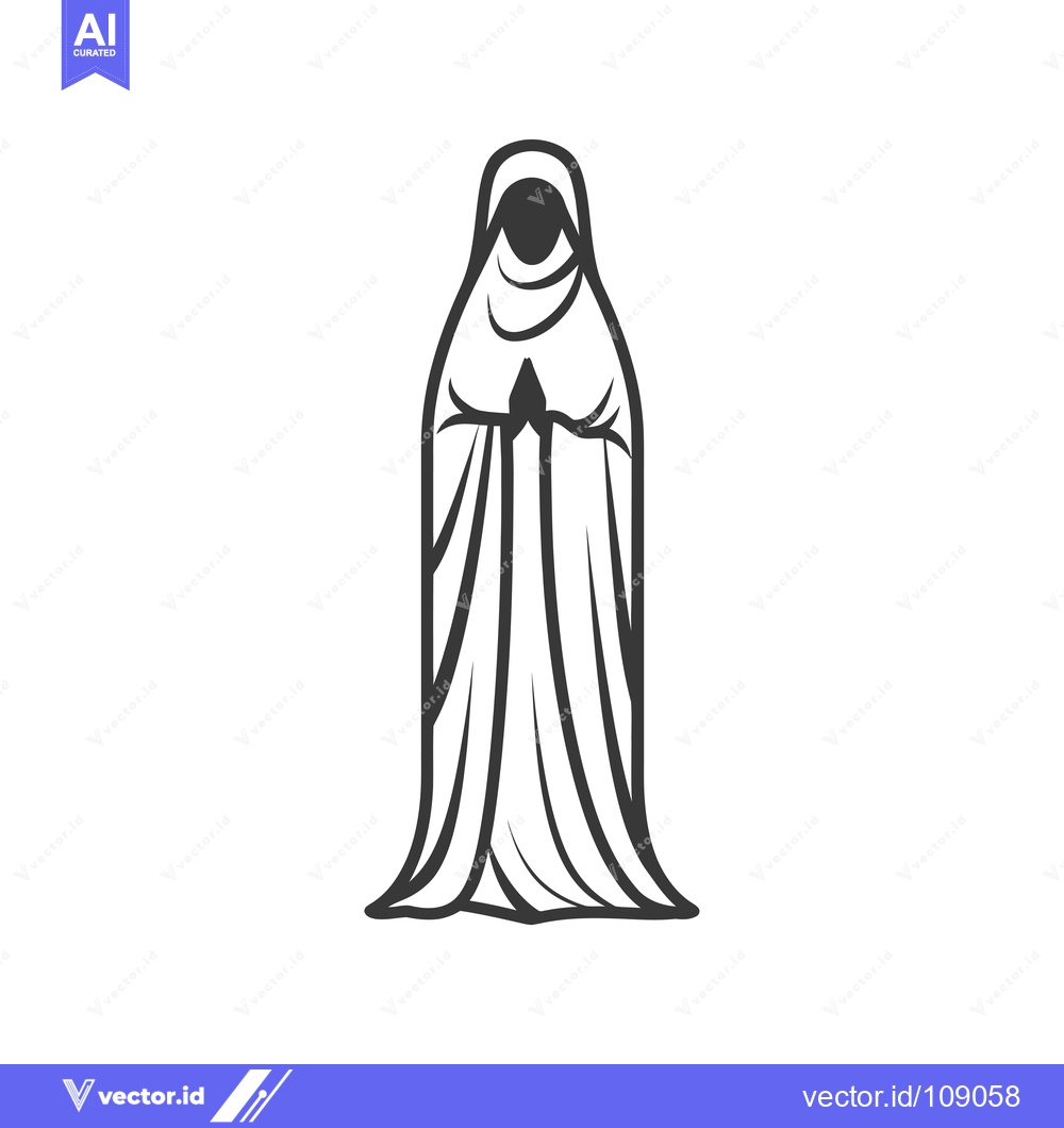 Premium Vector dari Woman Wearing a Long Robe with Her Hands Clasped in Prayer