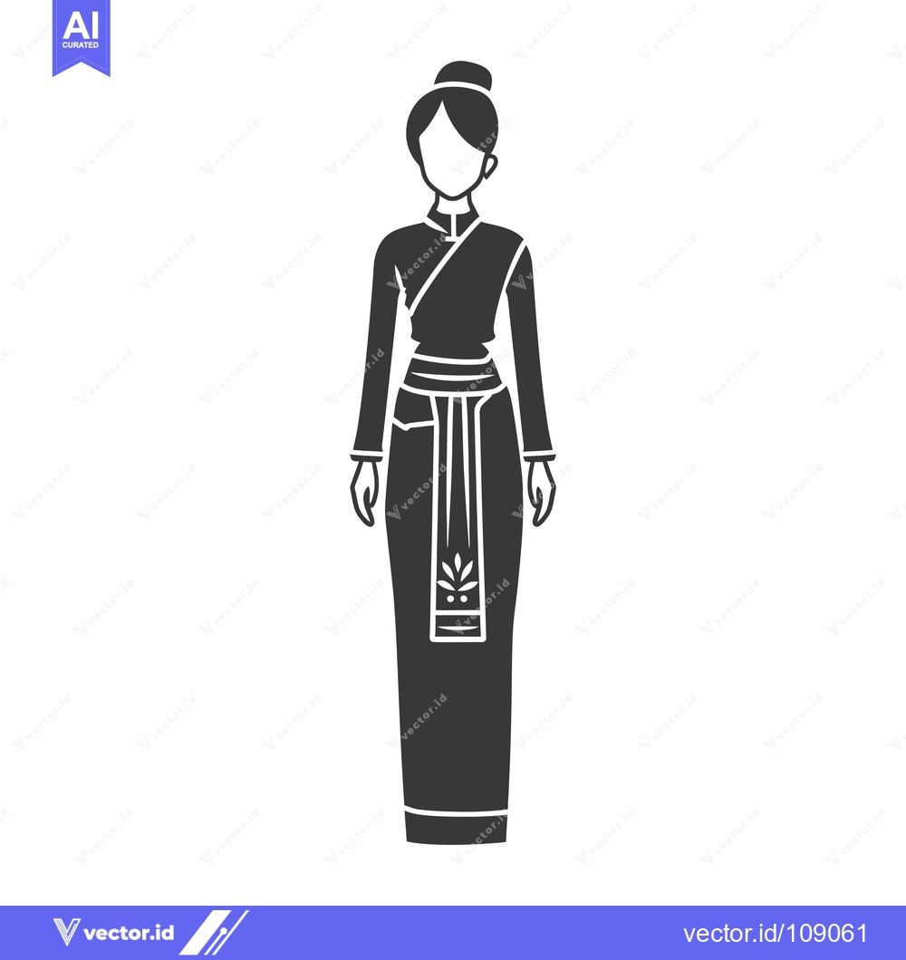 Premium Vector dari Woman wearing a traditional long dress with a sash
