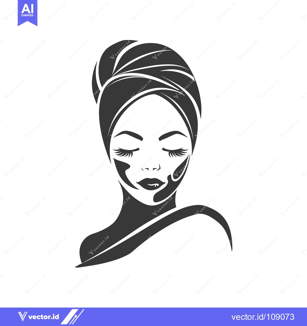 Premium Vector dari Woman with a face mask and a towel on her head
