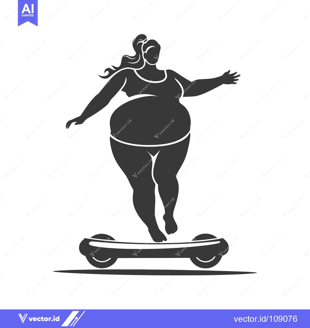 Premium Vector of Woman with a ponytail riding a hoverboard