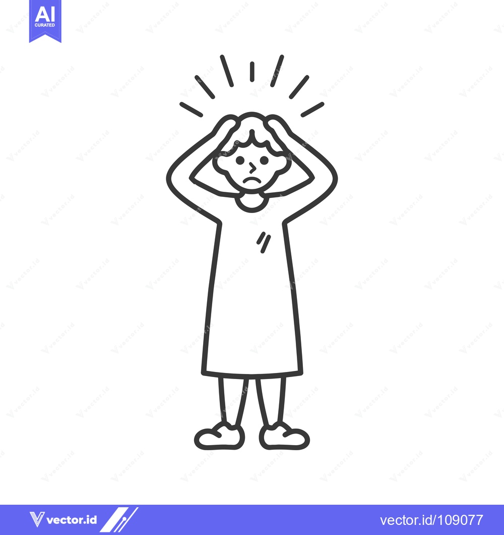 Premium Vector dari Woman with a Stressed Expression Holding Her Head