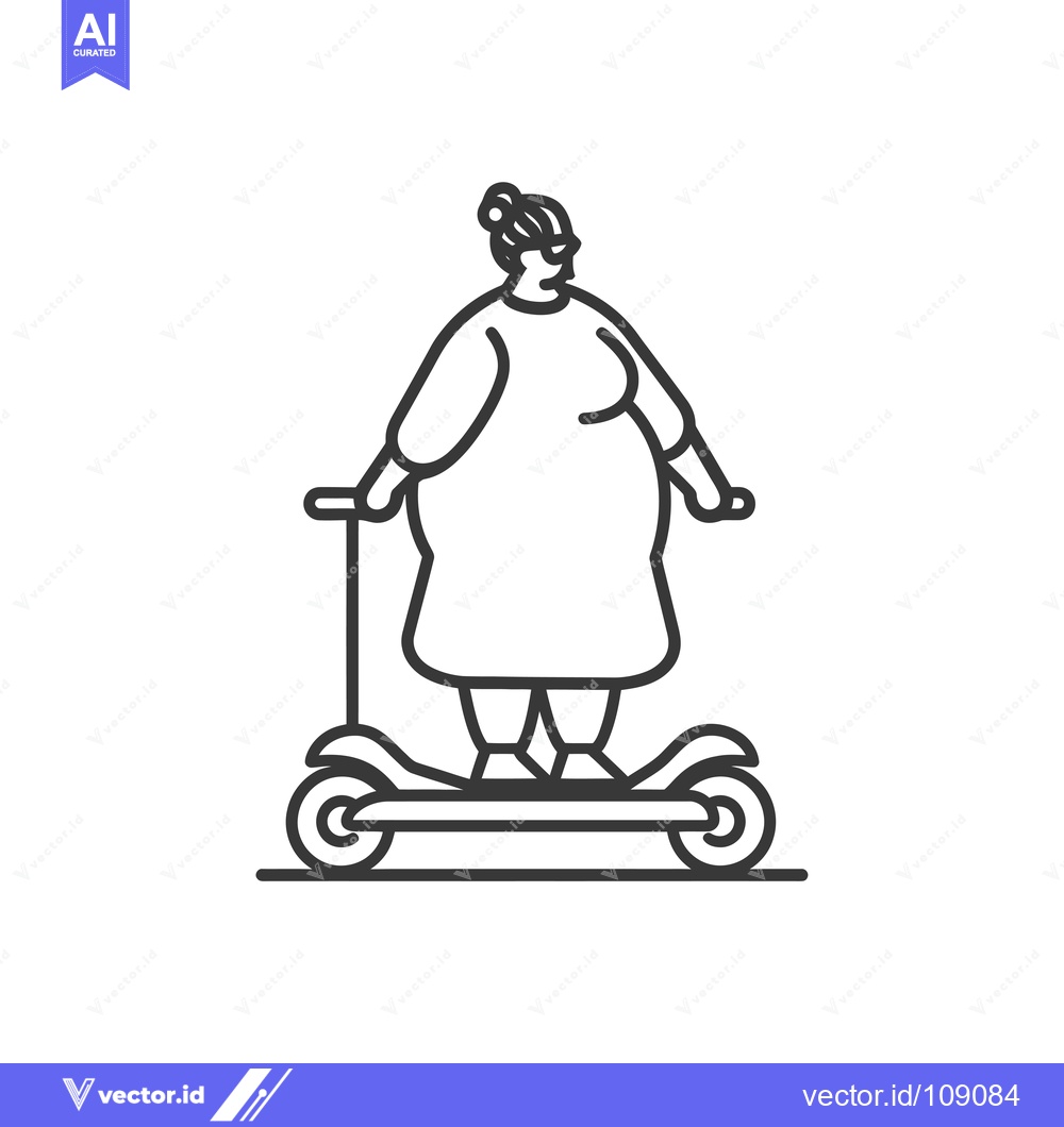 Premium Vector dari Woman with Bun Riding an Electric Scooter