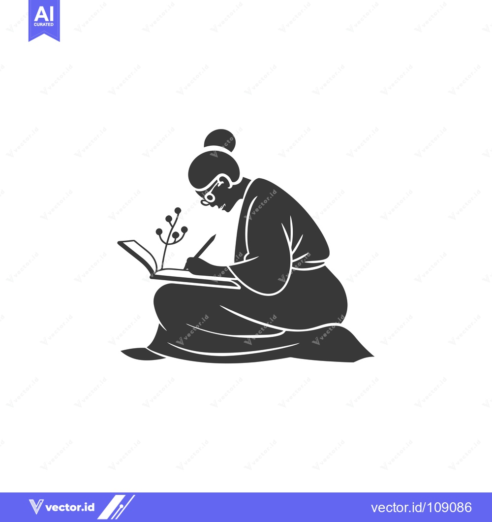 Premium Vector dari Woman with Bun Writing in a Book