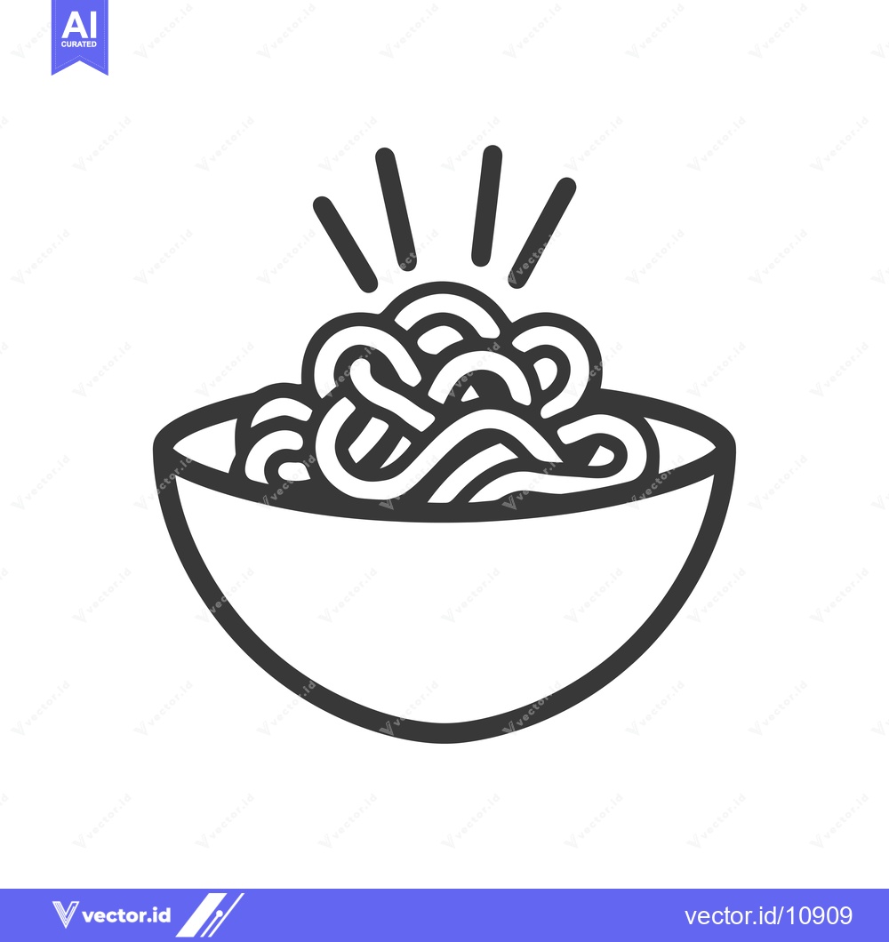 Premium Vector dari A Bowl of Noodles with Steam Rising from the Top