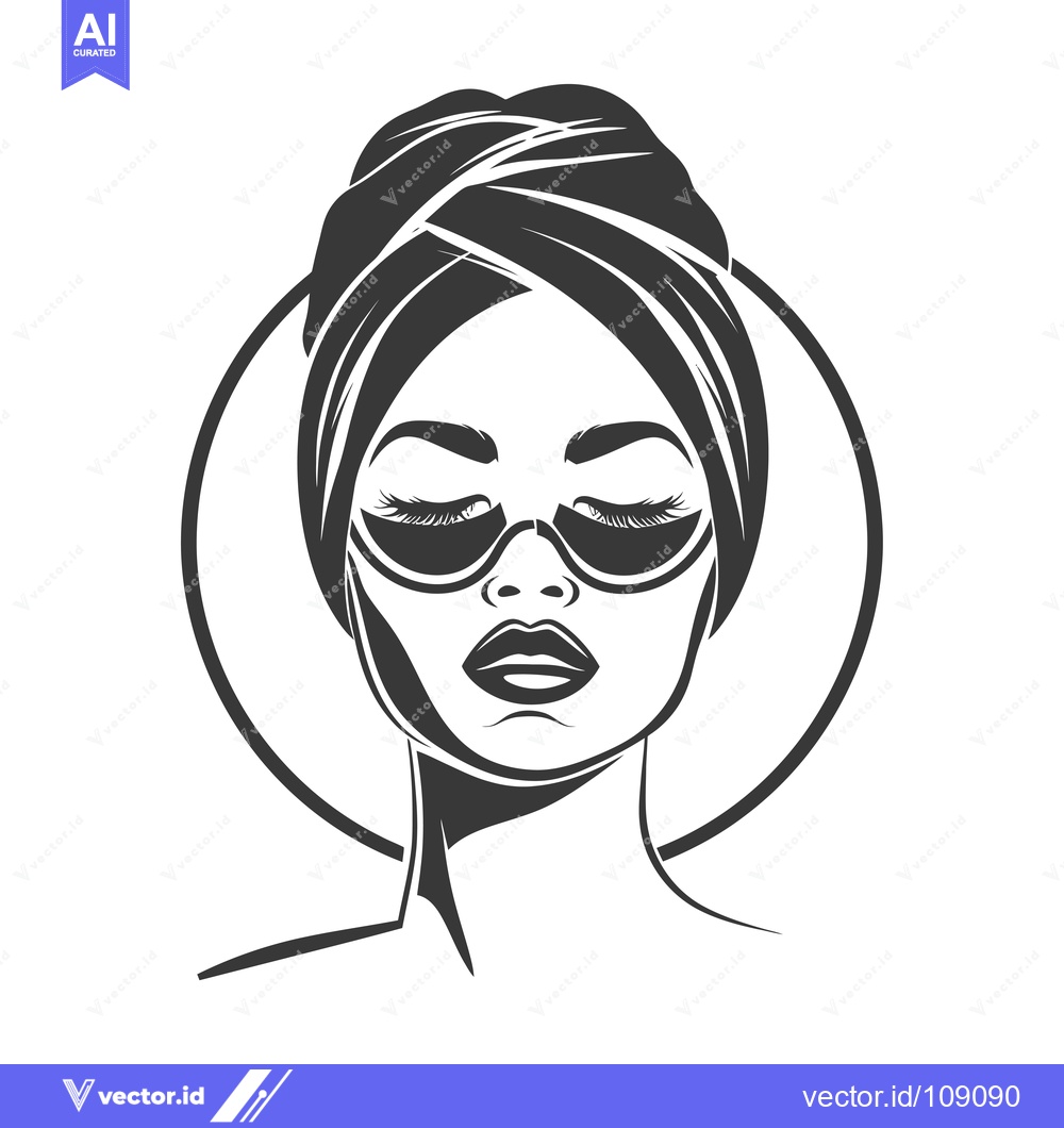 Premium Vector of Woman with Closed Eyes and Eye Patches Wearing a Turban