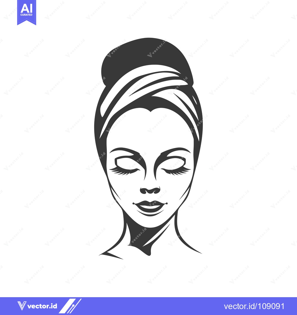 Premium Vector dari Woman with Closed Eyes and Hair Wrapped in a Turban