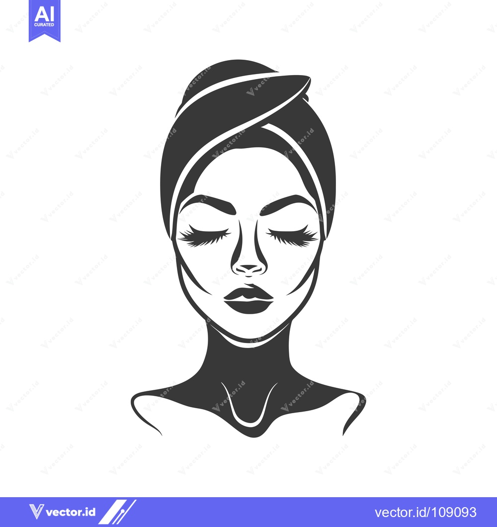 Premium Vector of Woman with closed eyes and towel on her head
