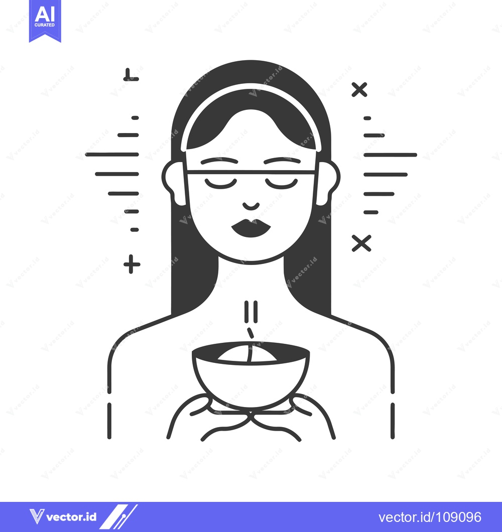 Premium Vector dari Woman with Closed Eyes Holding a Cup of Tea