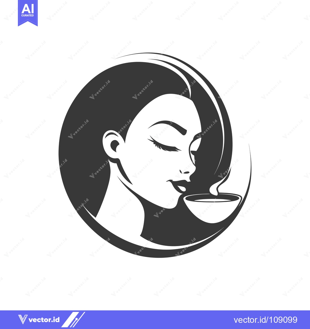Premium Vector dari Woman with Closed Eyes Inhaling Steam from a Cup