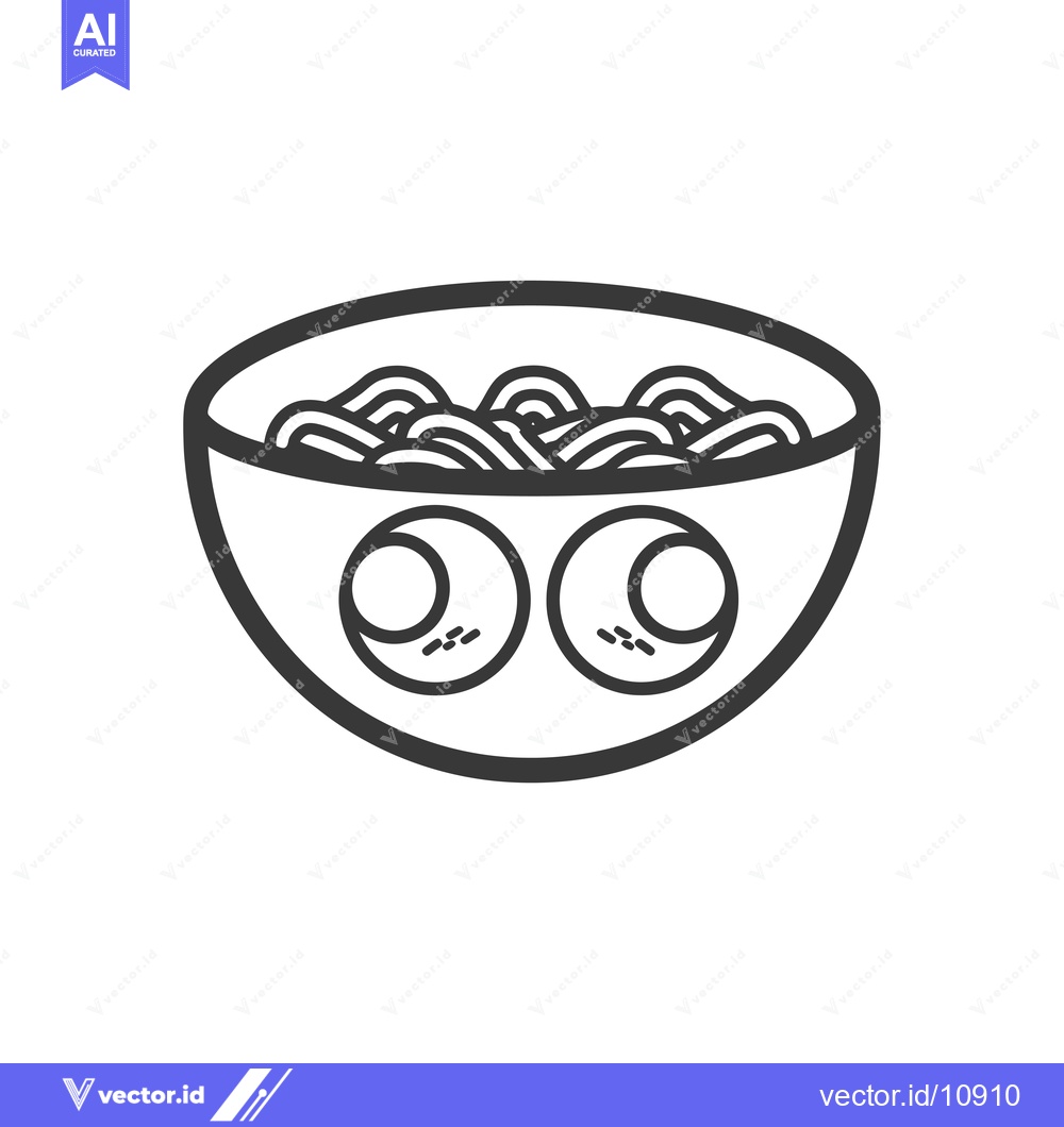 Premium Vector dari A Bowl of Noodles with Two Eggs on the Side