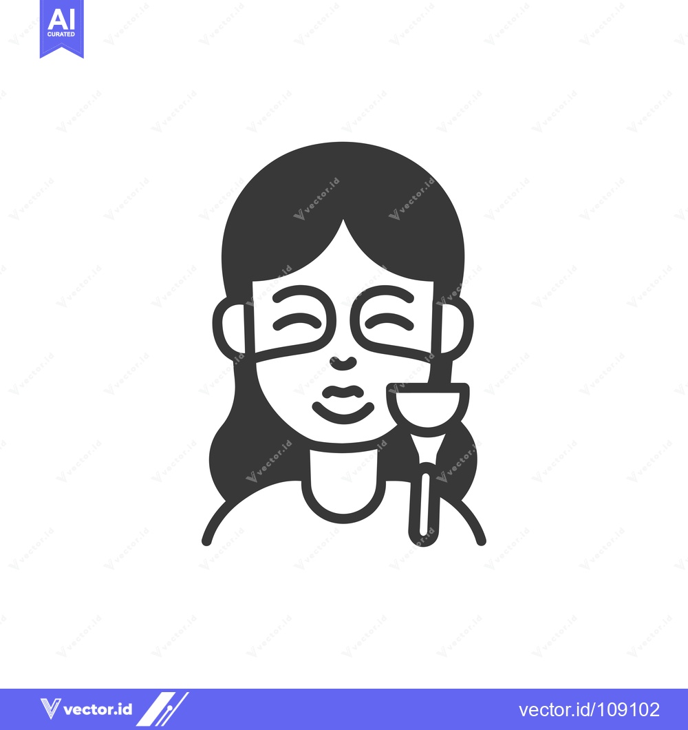 Premium Vector of Woman with closed eyes wearing a face mask and holding a makeup brush