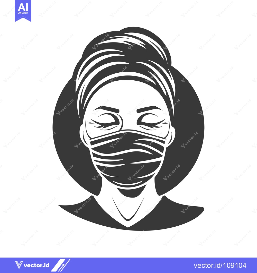 Premium Vector dari Woman with Closed Eyes Wearing a Protective Face Mask