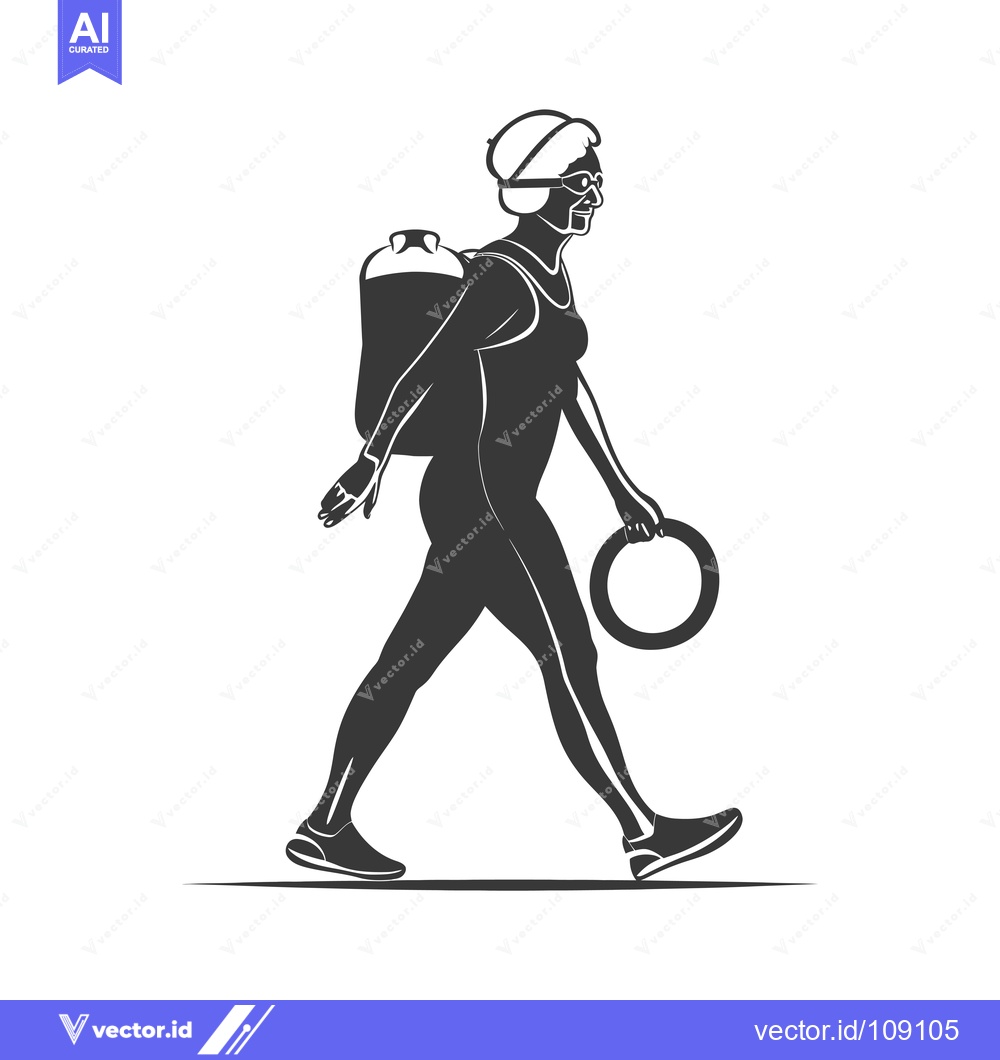 Premium Vector dari Woman with Diving Gear and a Ring Walking