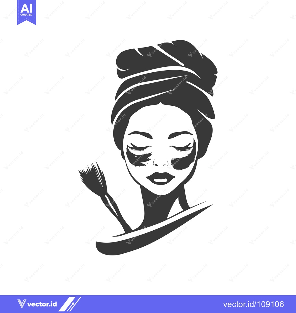 Premium Vector dari Woman with eye mask and brush for beauty treatment