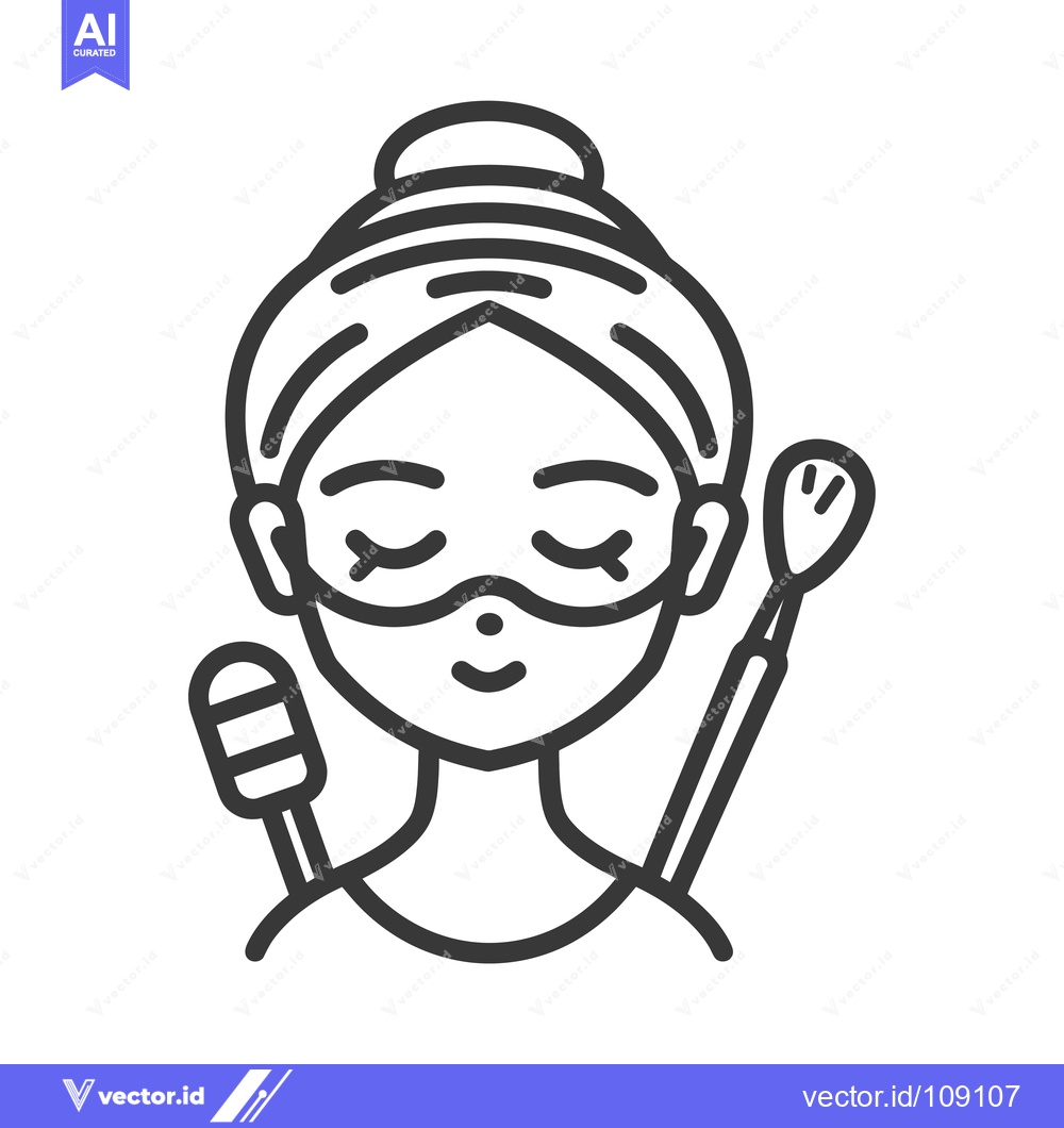 Premium Vector of Woman with Eye Mask and Makeup Brushes