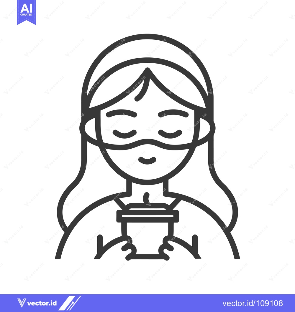 Premium Vector of Woman with eyes closed holding a cup of coffee