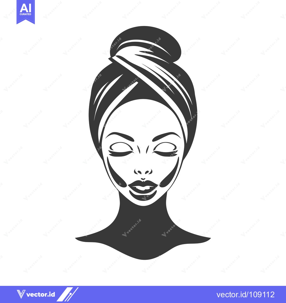 Premium Vector dari Woman with Face Mask and Hair Wrapped in Towel