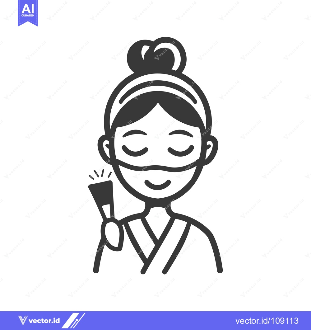 Premium Vector of Woman with Face Mask Holding a Bottle of Lotion