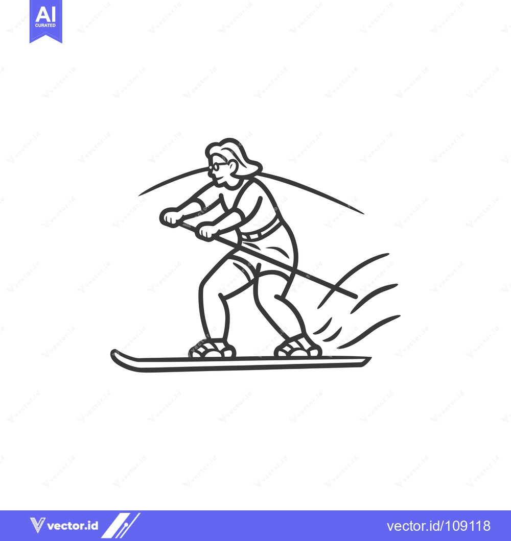 Premium Vector of Woman with Glasses Water Skiing