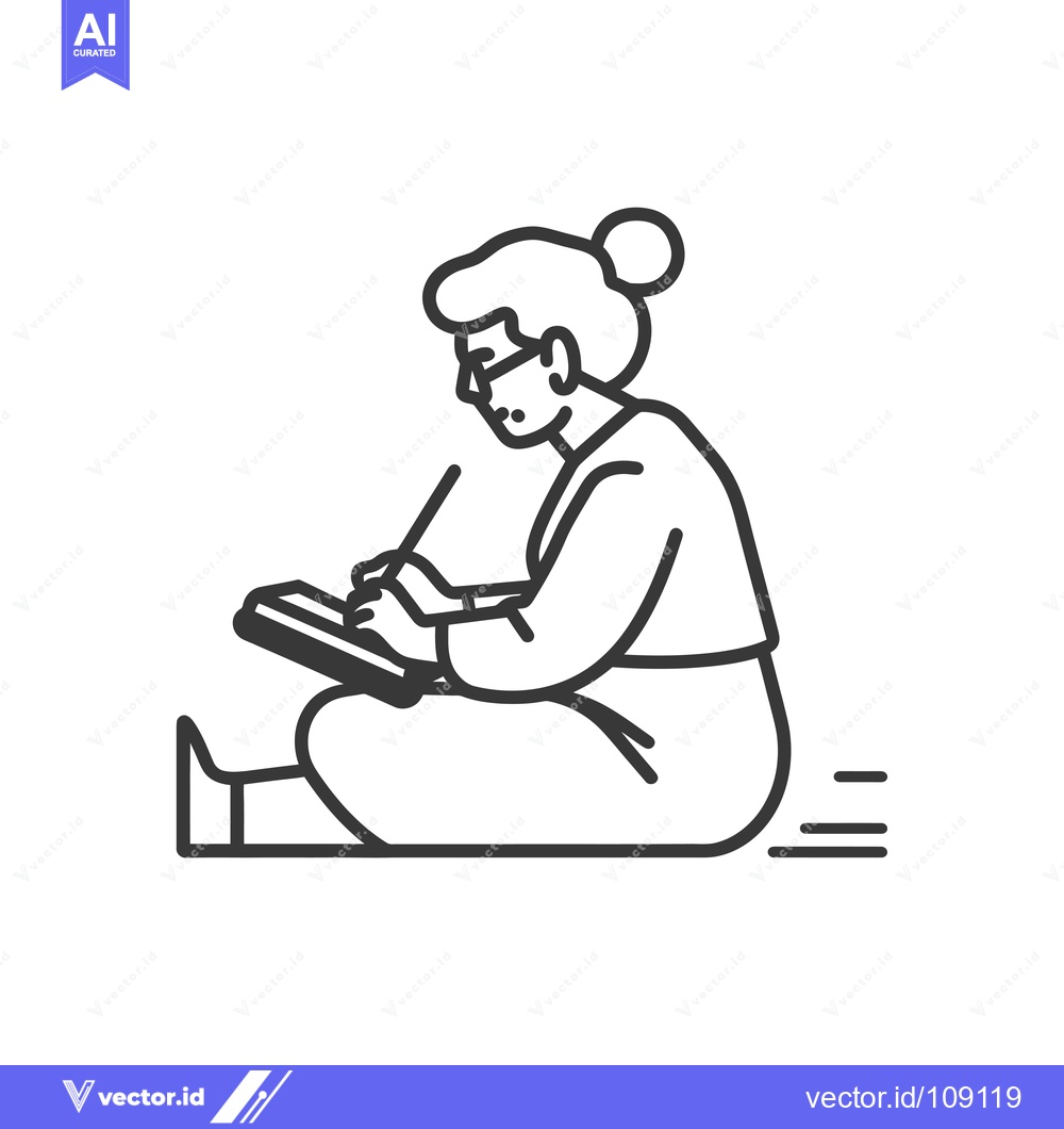 Premium Vector dari Woman with Glasses Writing in a Notebook