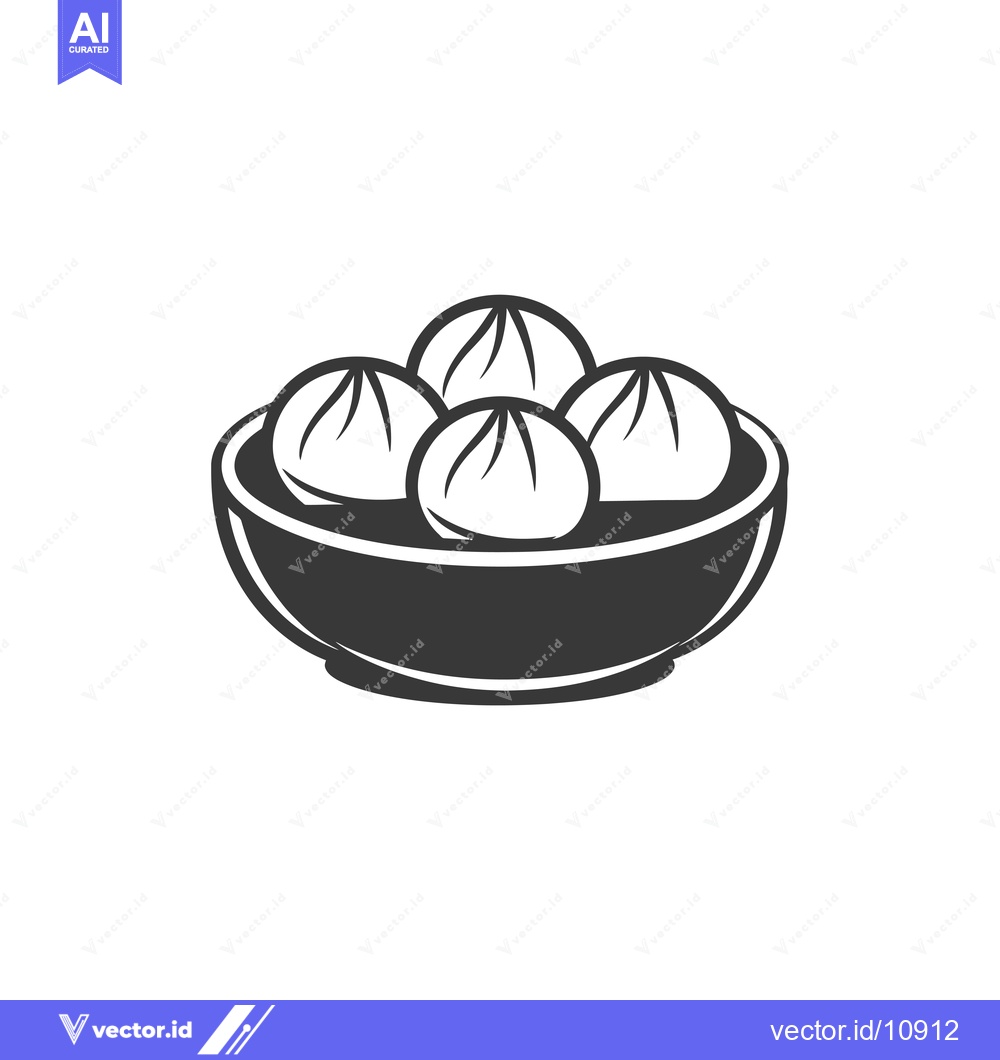 Premium Vector of A Bowl of Steamed Buns with Pleated Tops