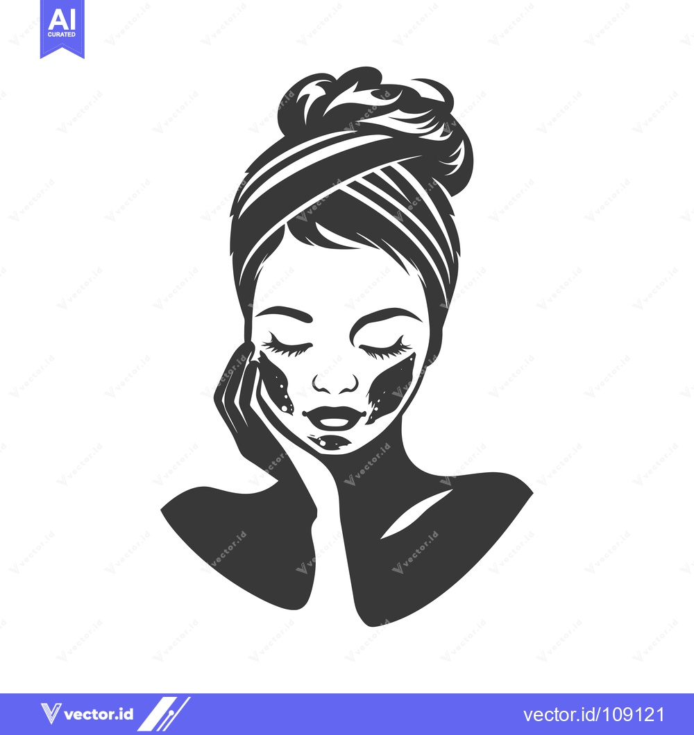Premium Vector dari Woman with Hair Up, Wearing a Facial Mask, and Looking Down